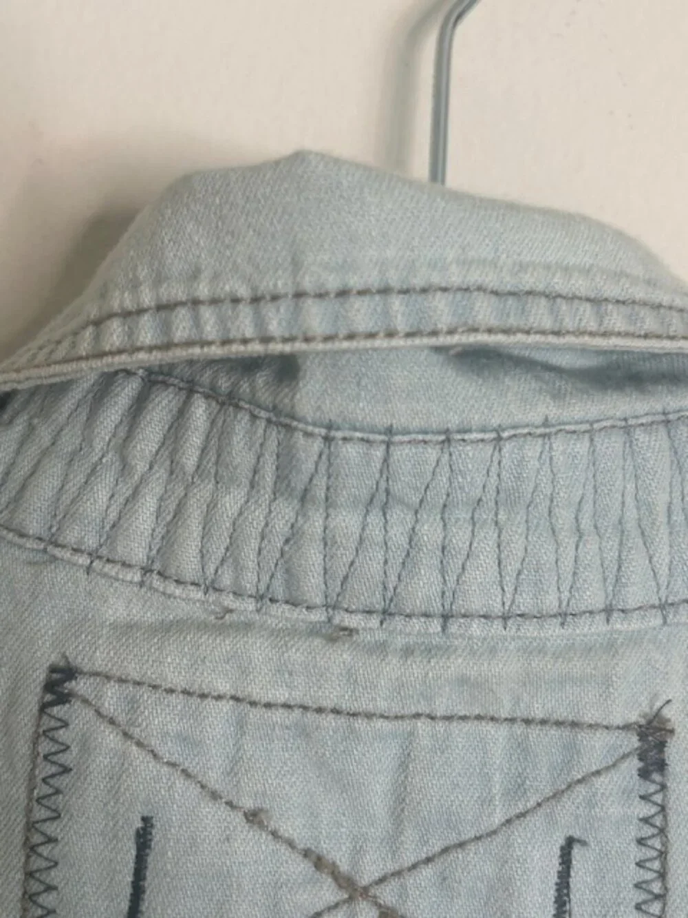 We the Free x Free People Western Wear Cutoff Denim Embroidered Fray Snap Top - Picture 10 of 16